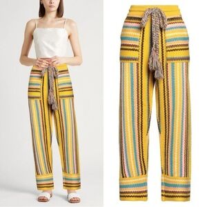 Alanui Follow Your Nature Striped Wool Pants Size XS/S NWT Yellow Multicolor